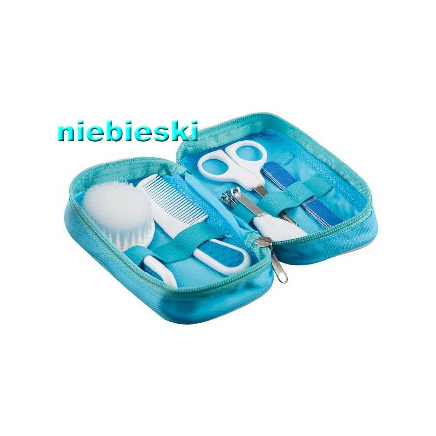 ZESTAW PIELĘGNACYJNY kosmetyczka SZCZOTKA NOŻYCZKI blue