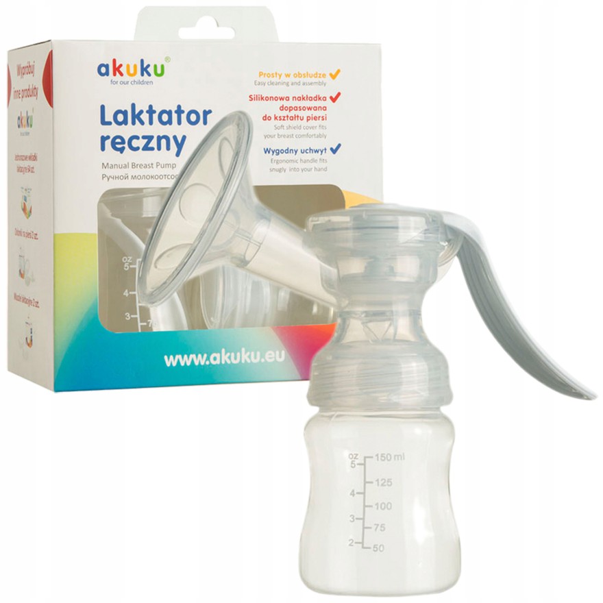 AKUKU LAKTATOR RĘCZNY + BUTELKA ODCIĄGACZ POKARMU