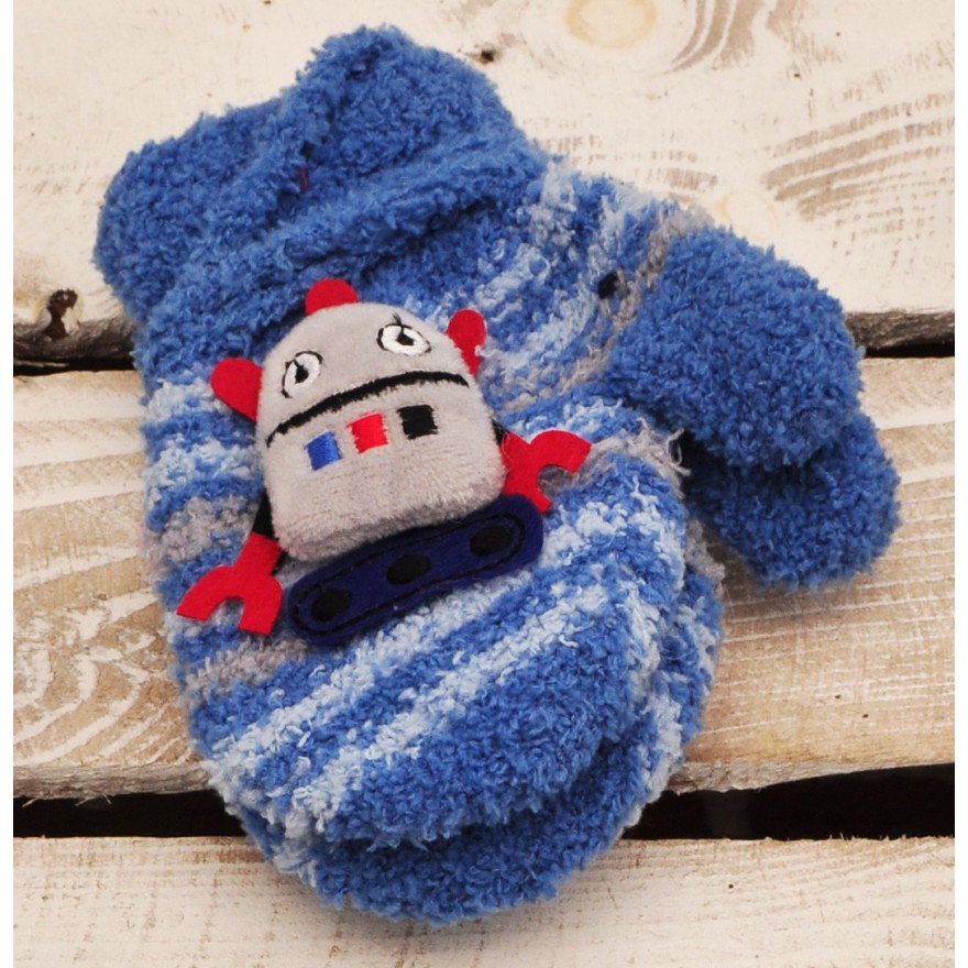 Zimowe rękawiczki frotte z maskotką RobotN