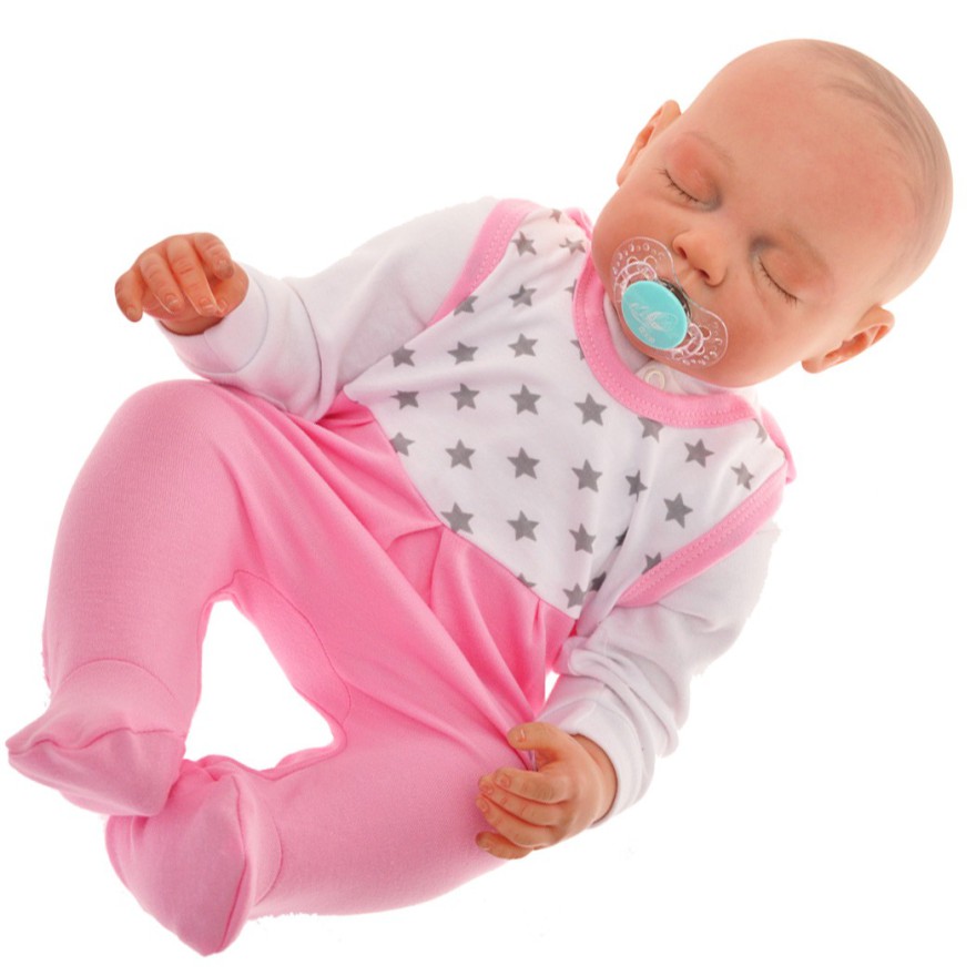 ŚPIOCHY ŚPIOSZKI bawełniane, różowe w gwiazdki wzór 157R