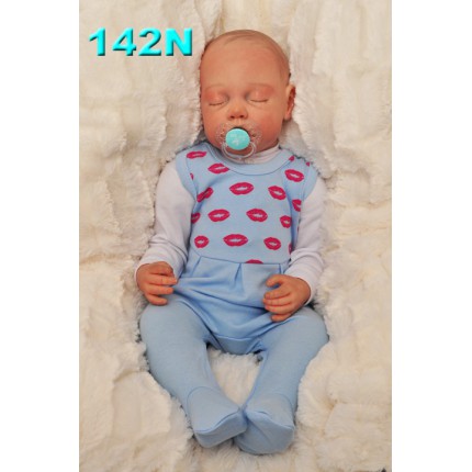 ŚPIOCHY ŚPIOSZKI bawełniane, niebieskie w usta, wzór 142N