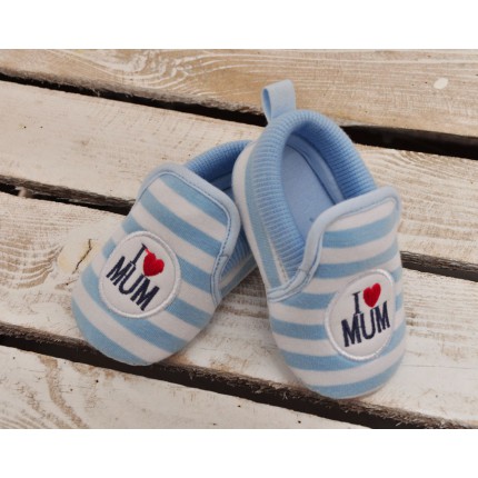 Buciki I love MUM 0-12M  buty NIECHODKI niebieskie