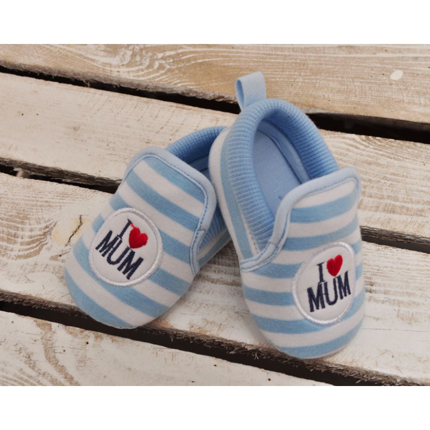 Buciki I love MUM 0-12M  buty NIECHODKI niebieskie