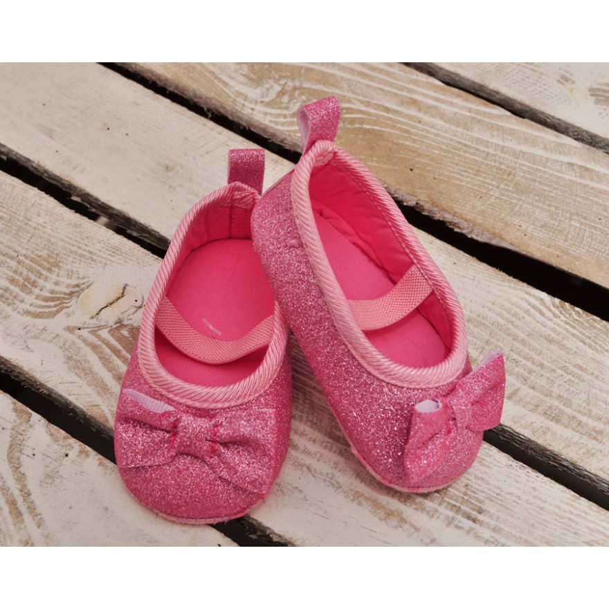 Brokatowe pantofelki NIECHODKI 0-12M BUCIKI różowe
