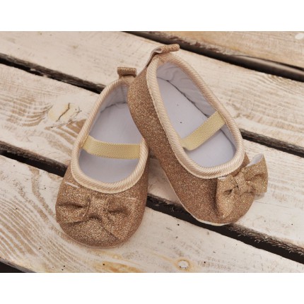 Brokatowe pantofelki NIECHODKI 0-12M BUCIKI złote