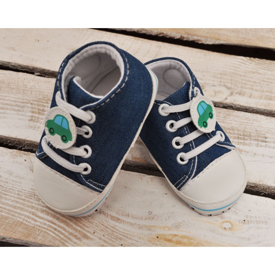 Buty trampki jeans 0-12M NIECHODKI niebieskie