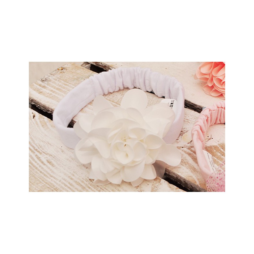 OPASKA OLEŃKA r.38-42 biała opaska z dużym kwiatem 0-6m 56 62 68 CHRZEST