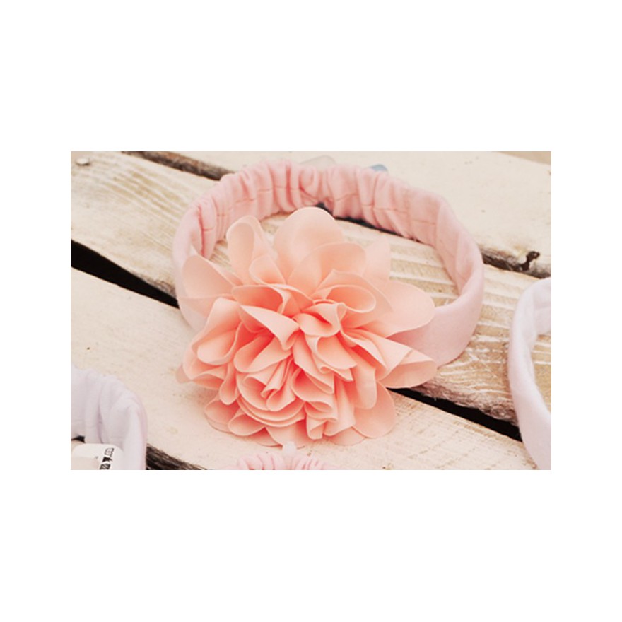OPASKA OLEŃKA r.38-42 rózowa opaska z dużym kwiatem 0-6m 56 62 68