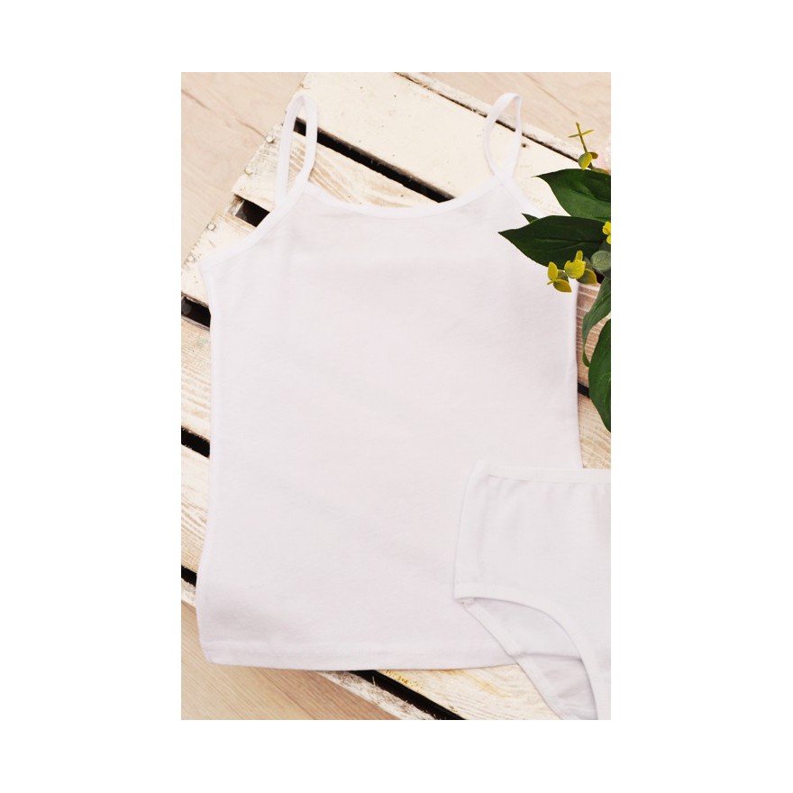 Biała podkoszulka dziewczęca TOP cienkie ramiączka komunia