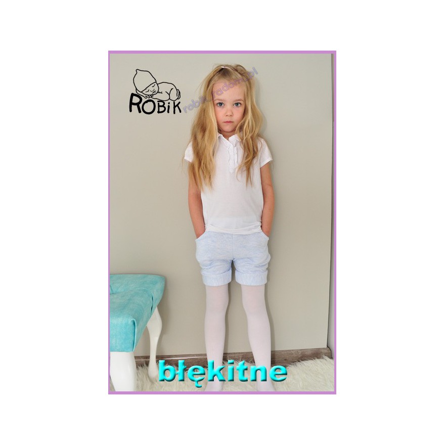 KRÓTKIE SPODENKI pikówka na lato kolor błękitny