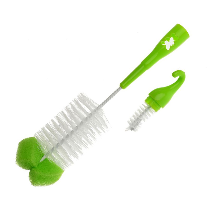 AKUKU SZCZOTKA DO MYCIA BUTELEK I SMOCZKÓW z gąbką kolor ZIELONY