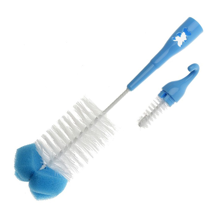 AKUKU SZCZOTKA DO MYCIA BUTELEK I SMOCZKÓW z gąbką kolor NIEBIESKI