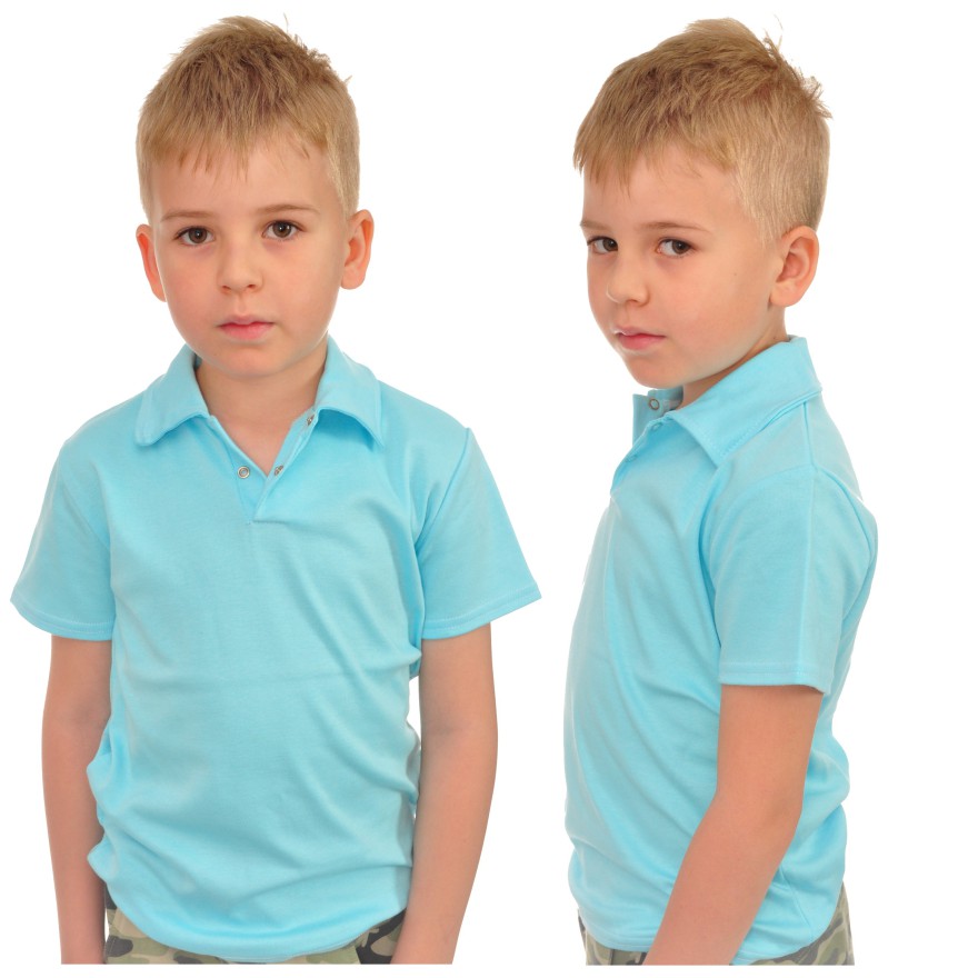 Lazurowa BLUZKA KOSZULKA POLO krótki rękaw