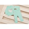 Komplet dziewczęcy spodnie, bluza DRES miętowy r.9-24msc cekinowe serce