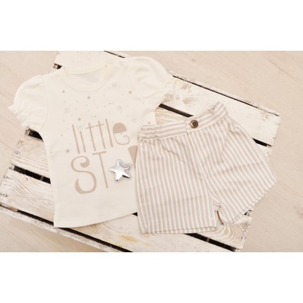 Komplet dziewczęcy spodenki bluzeczka krótki rękaw LATO r.3-18msc Little Star
