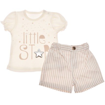 Komplet dziewczęcy spodenki bluzeczka krótki rękaw LATO r.3-18msc Little Star
