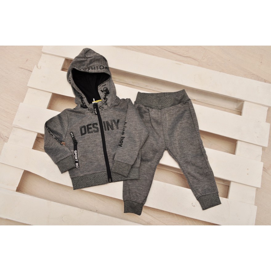 DRES spodnie, bluza z kapturem komplet szary melanż