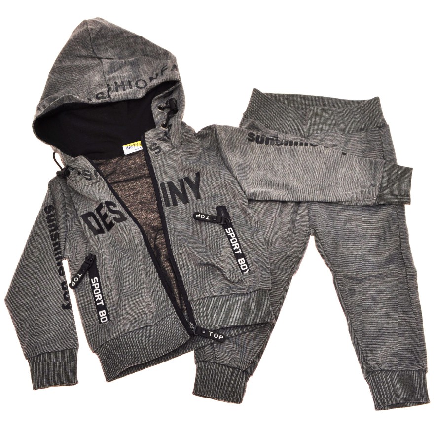 DRES spodnie, bluza z kapturem komplet szary melanż