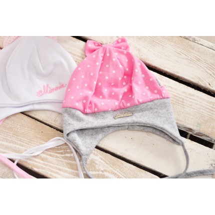 Czapka dziewczęca z kokardą czapeczka FASHION rozmiary od 40cm do 44cm, wiosna jesień 68 74 80