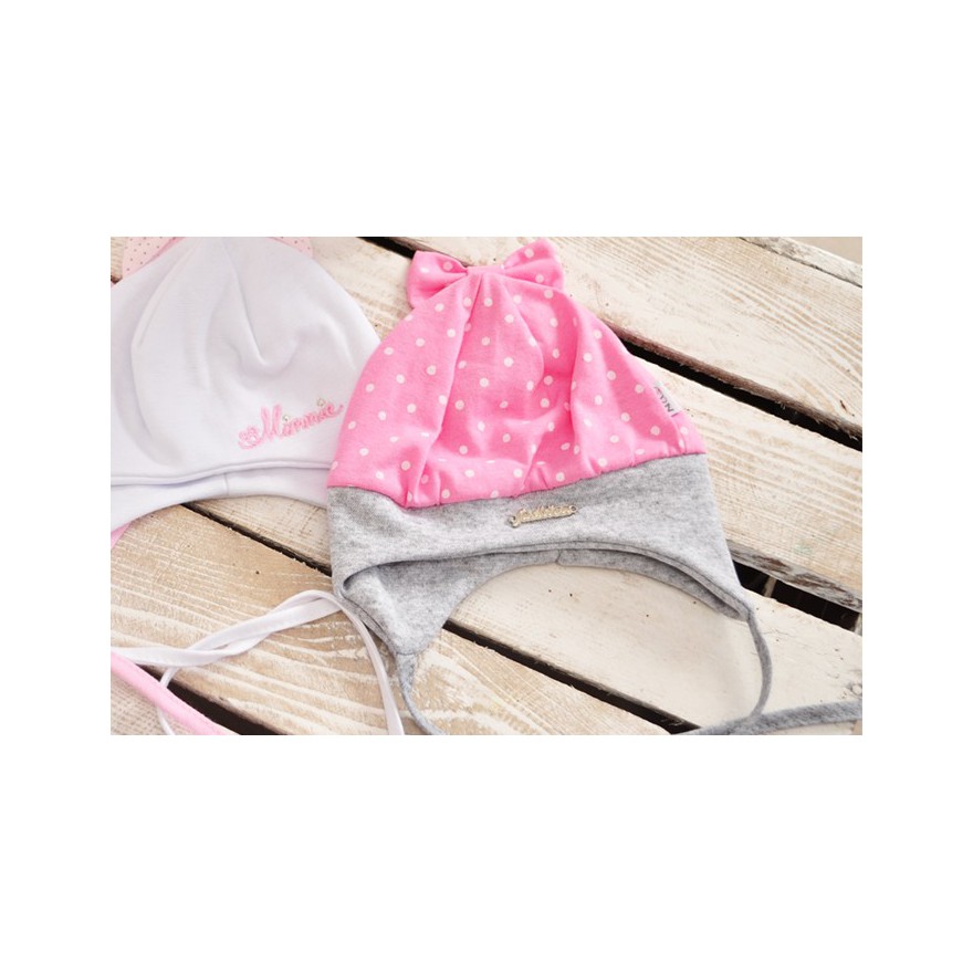 Czapka dziewczęca z kokardą czapeczka FASHION rozmiary od 40cm do 44cm, wiosna jesień 68 74 80