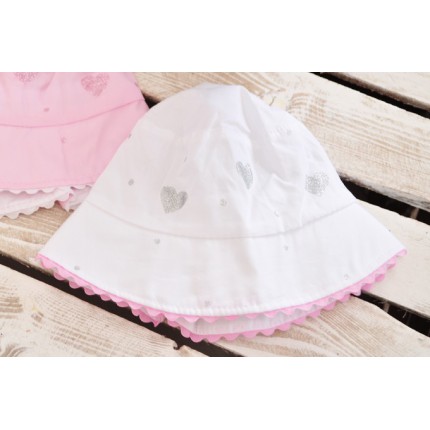 Biały kapelusz dziewczęcy czapka TOSIA czapeczka rozmiary od 42cm do 46cm LATO 74 80 86 CHRZEST