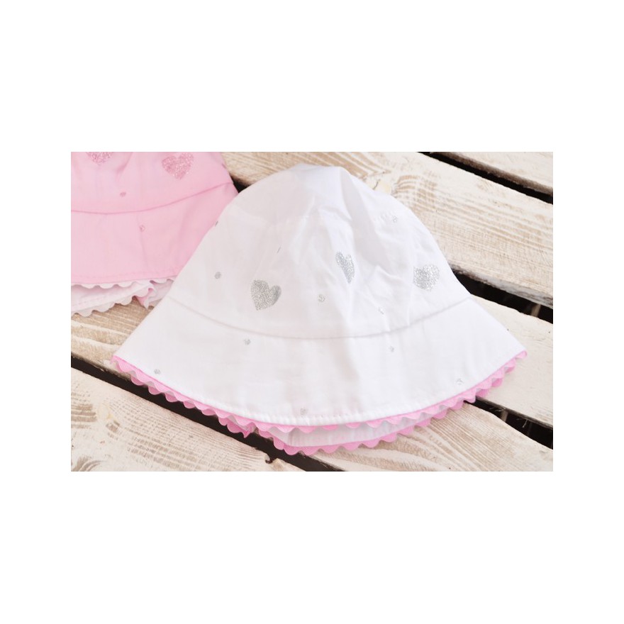 Biały kapelusz dziewczęcy czapka TOSIA czapeczka rozmiary od 42cm do 46cm LATO 74 80 86 CHRZEST
