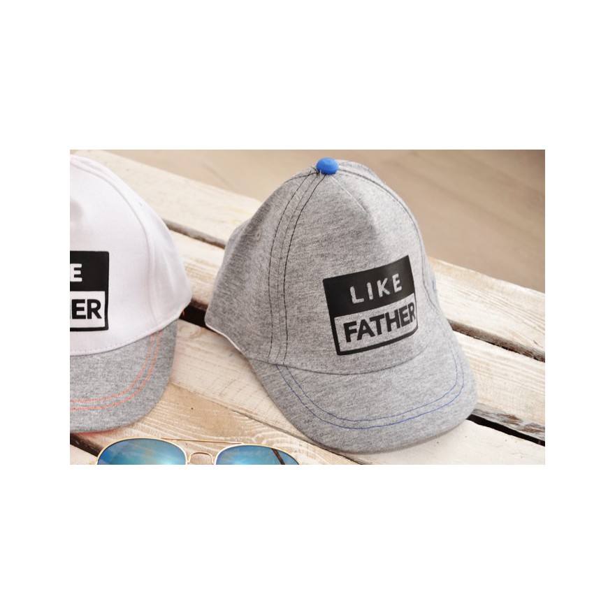 Szara bejsbolówka chłopieca czapka z daszkiem LIKE FATHER rozmiary od 46cm do 50cm 1-3lat LATO