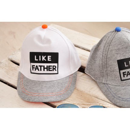 Biała bejsbolówka chłopieca czapka z daszkiem LIKE FATHER rozmiary od 46cm do 50cm 1-3lat LATO