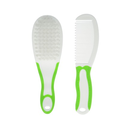 SZCZOTKA Z WŁOSIA + GRZEBYK biała z zielonym AKUKU