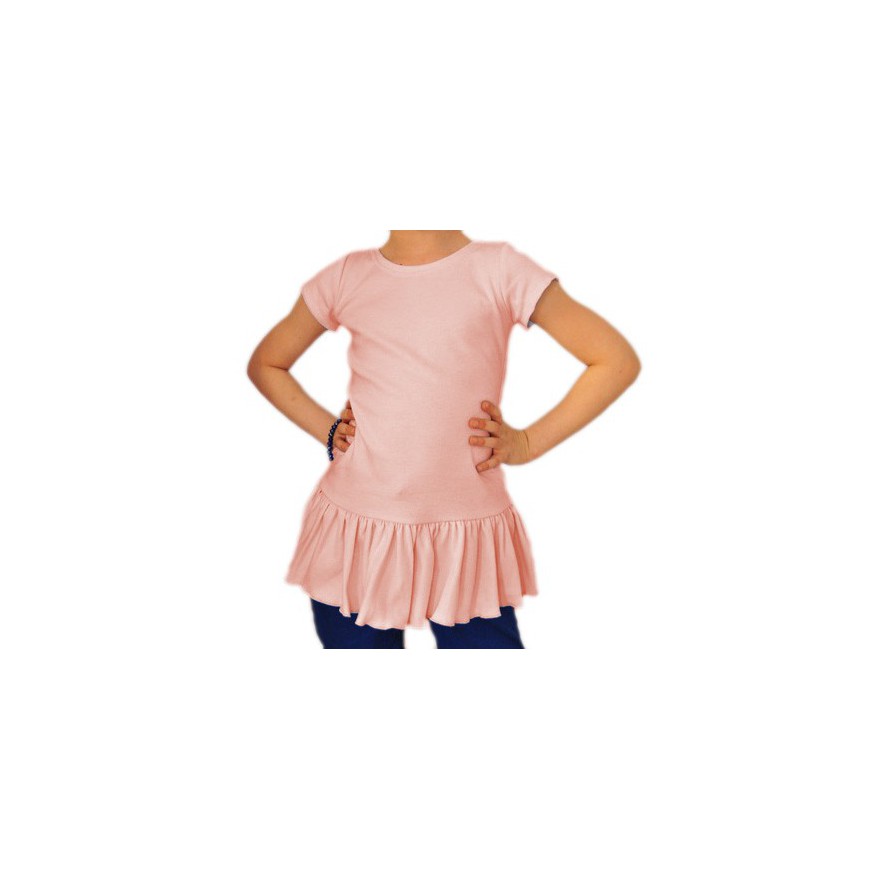 Różowa BLUZKA TUNIKA Z FALBANKĄ