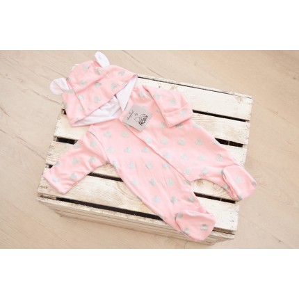 KOMBINEZON 100% bawełna pajac z uszkami wiosna lato jesień wzór 320