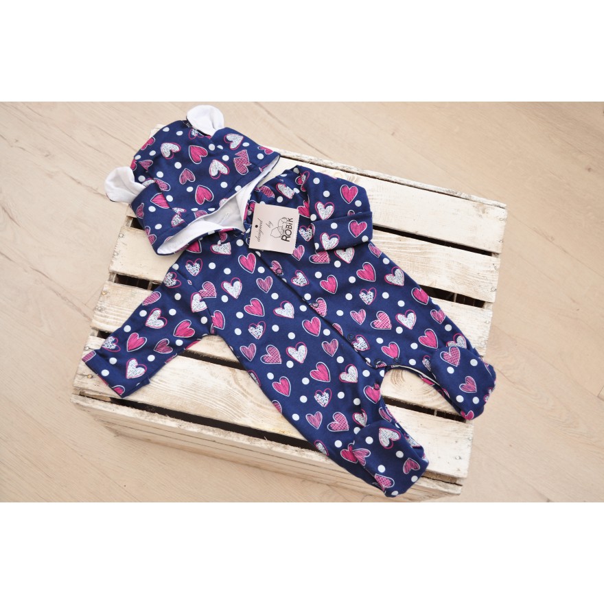 KOMBINEZON 100% bawełna pajac z uszkami wiosna lato jesień wzór 319