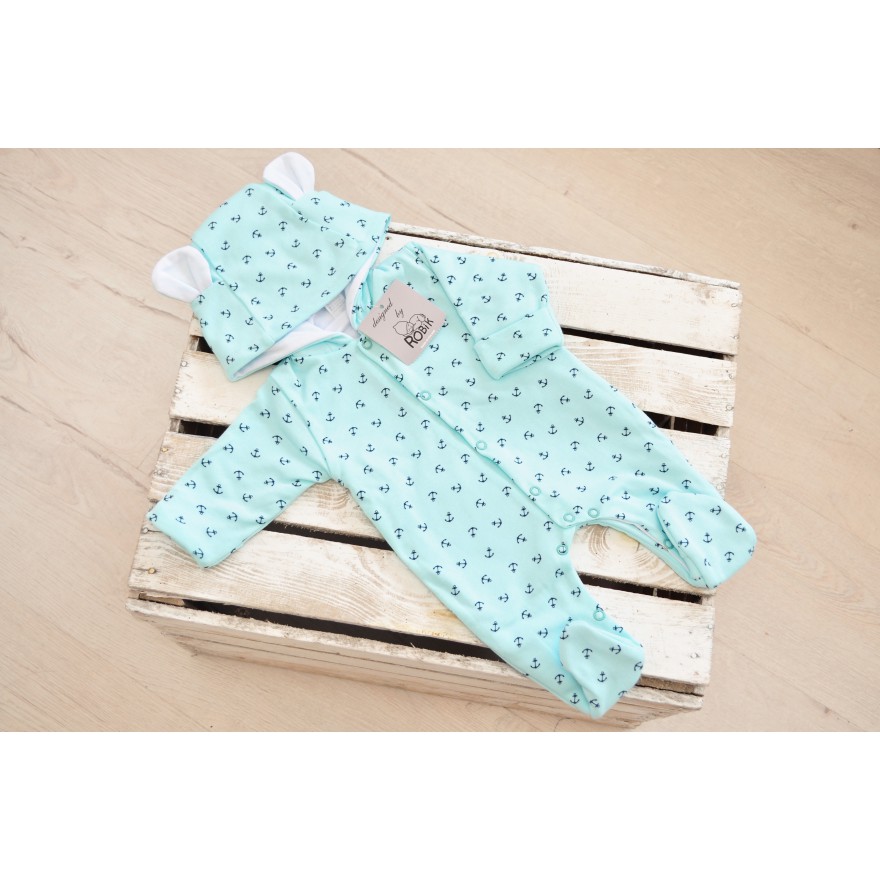 KOMBINEZON 100% bawełna pajac z uszkami rozmiary wiosna lato jesień wzór 323