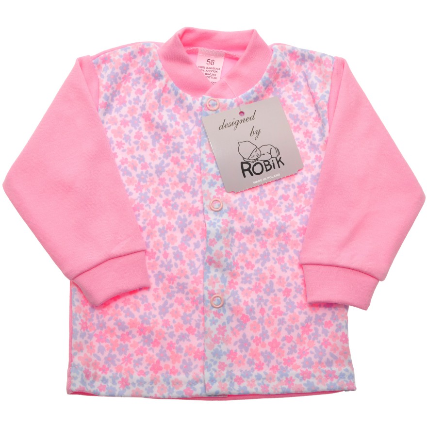 Różowy KAFTANIK w kwiaty , koszulka bawełniana wzór 318R