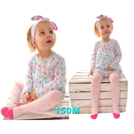 Biało-mietowa BODY SUKIENKA niemowlęca w zabawne stworki wzór 150M