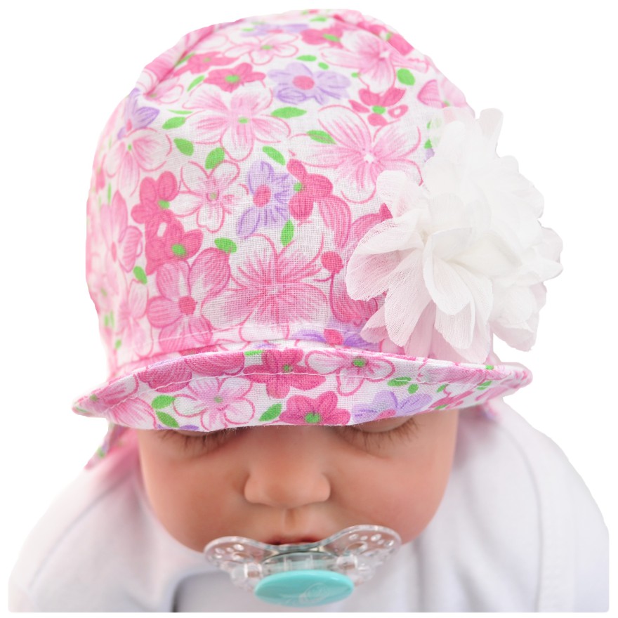 RÓŻOWY KAPELUSZ KWIATY czapka z daszkiem LATO