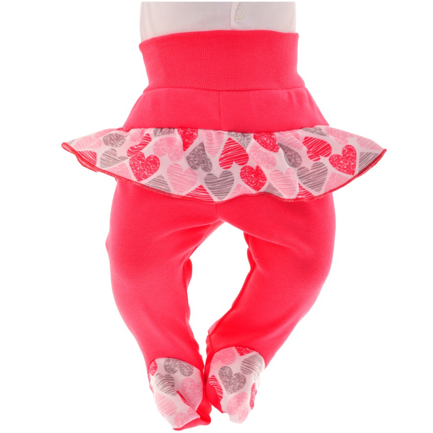 Malinowe PÓŁŚPIOCHY DZIEWCZĘCE Z FALBANKĄ w serca wzór 112C