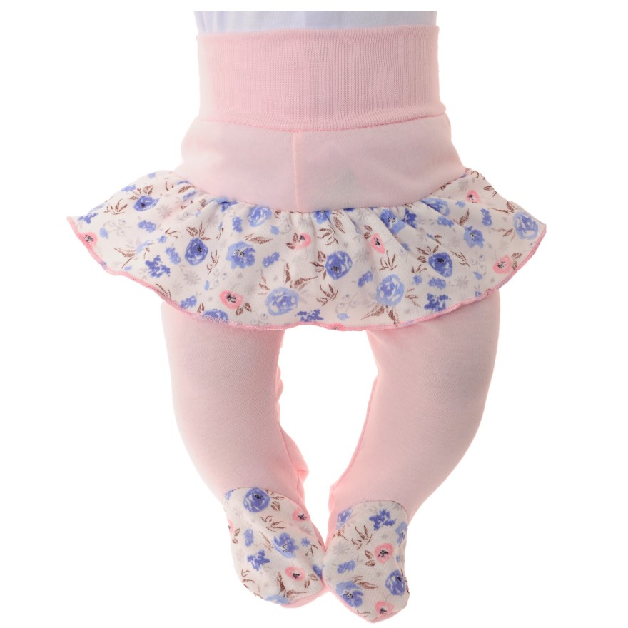 PÓŁŚPIOCHY DZIEWCZĘCE Z FALBANKĄ  różowe w kwiaty wzór 311R