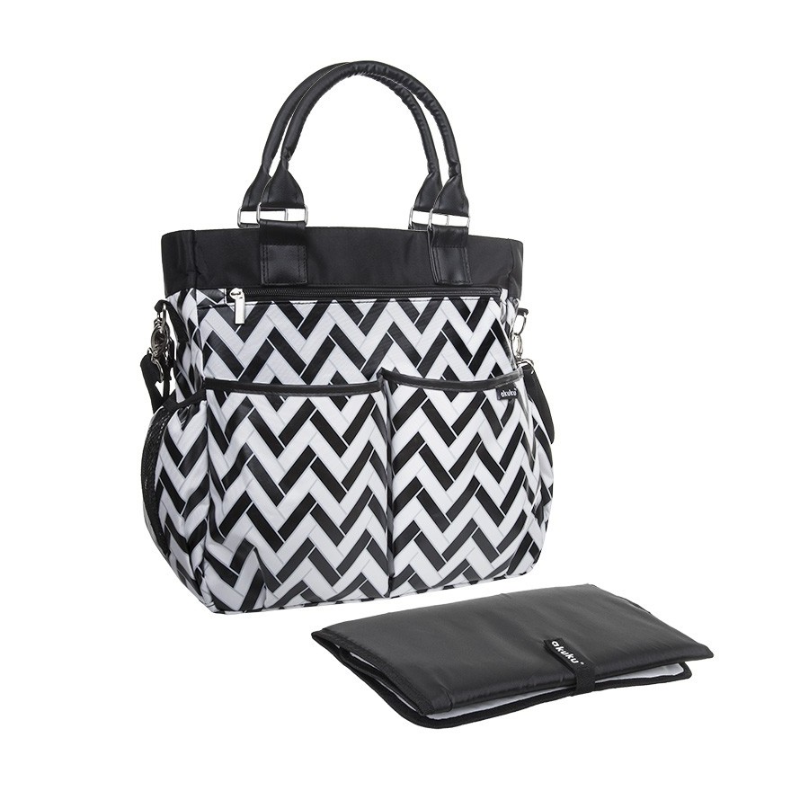 Torba dla Mamy + mata czarno biała do wózka AKUKU