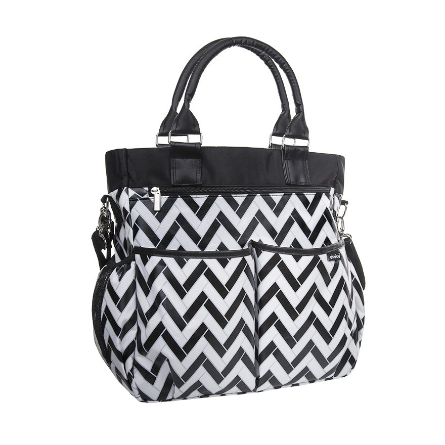 Torba dla Mamy + mata czarno biała do wózka AKUKU