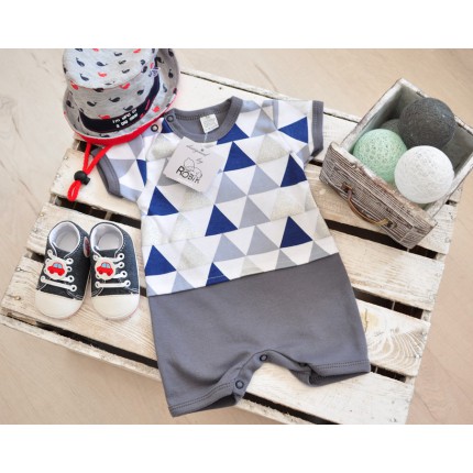 Letni RAMPERS pajac TRÓJKĄTY grafit brokat