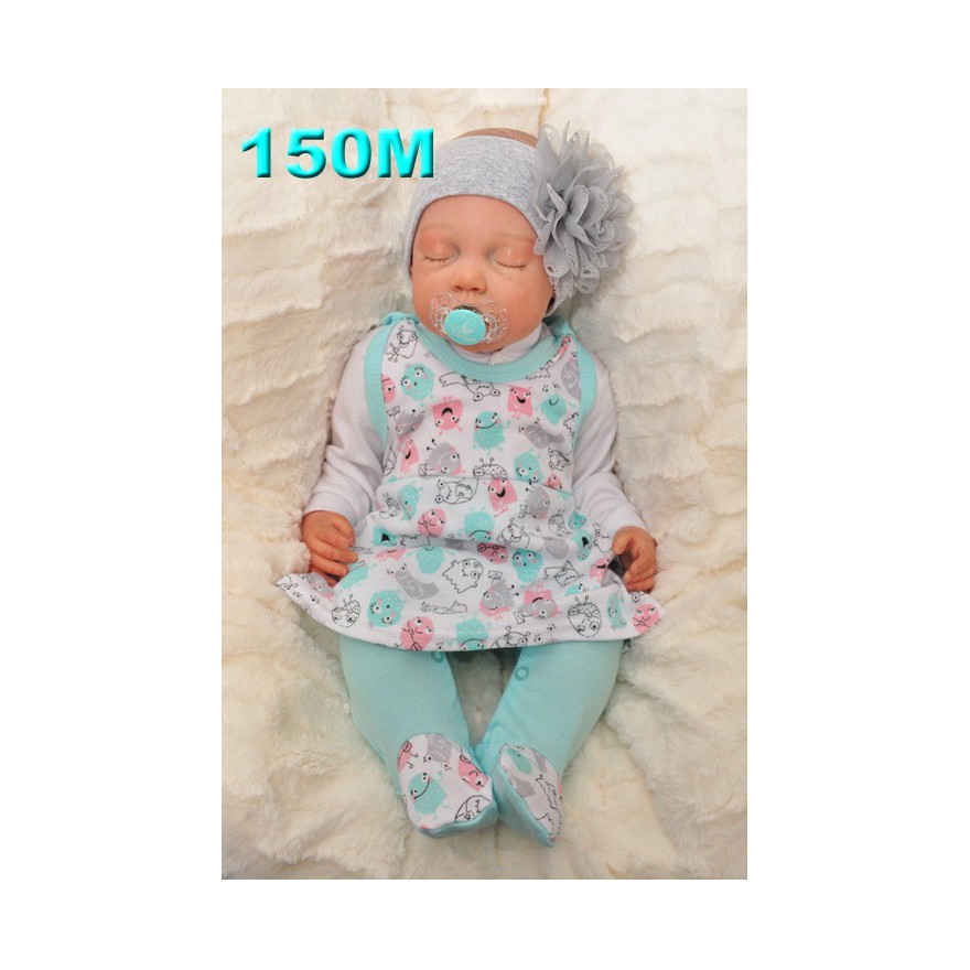 ŚPIOCHY SUKIENKA 2w1 tylko u nas! miętowe w stworki wzór 150M