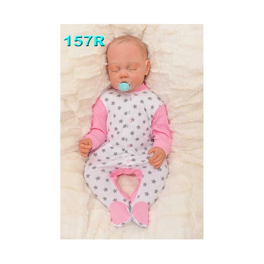 Pajac pajacyk bawełniany różowo-biały w gwiazdki wzór 157R