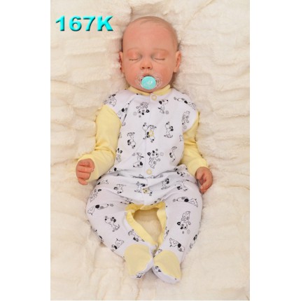 Pajac pajacyk bawełniany żółty w pieski wzór 167K