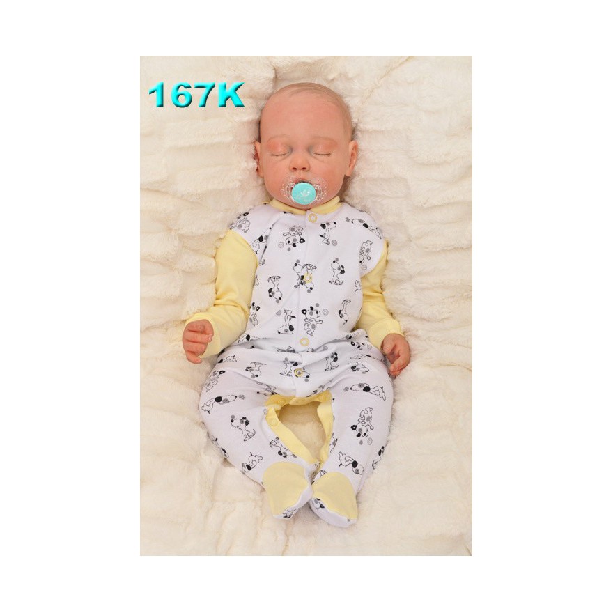 Pajac pajacyk bawełniany żółty w pieski wzór 167K