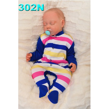 Pajac pajacyk bawełniany chabrowy w pasy wzór 302N