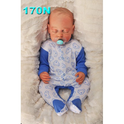 Pajac pajacyk bawełniany, niebiesko-biały w misie wzór 170N