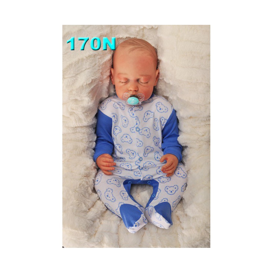 Pajac pajacyk bawełniany, niebiesko-biały w misie wzór 170N