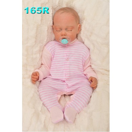 Pajac pajacyk bawełniany w biało-różowe paski wzór 165R