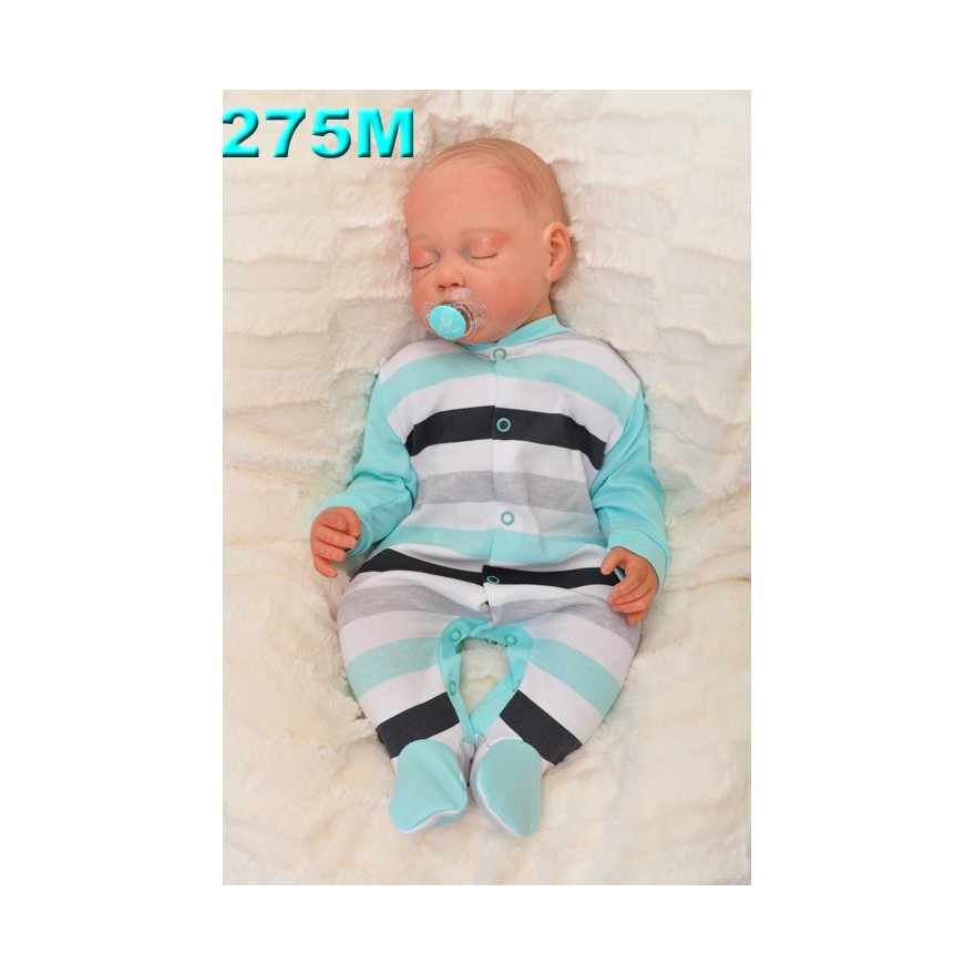 Pajac pajacyk bawełniany, miętowy w paski wzór 275M